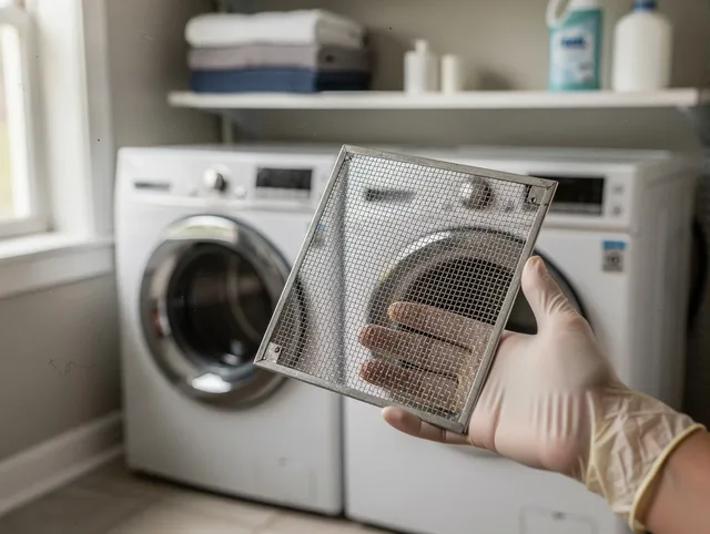 Trumbull Center Dryer Vent Cleaning specialist performing detailed lint trap cleaning service in Trumbull Center